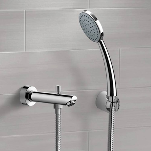 Chrome Wall Mounted Tub Spout Set with Hand Shower Chrome Wall Mounted Tub Spout Set with Hand Shower Remer TDH02